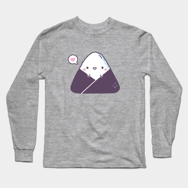 Cute Happy Onigiri Japanese Rice Ball Long Sleeve T-Shirt by rustydoodle